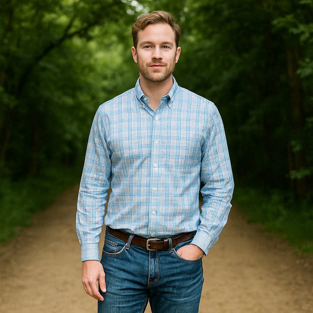 Peter Millar Men L Multicolor Plaid Button‎ Down Long Sleeve Cotton Casual Shirt